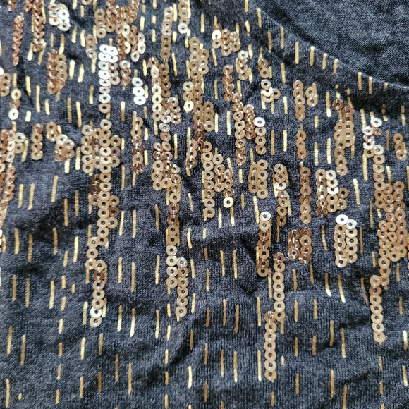 Apt.9 Dark Gray with Gold Sequins Short Sleeve T-Shirt Top Size Women's Large - Picture 6 of 10